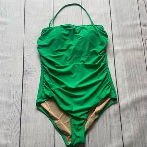 J Crew Green Halter One Piece Swimsuit Size Large